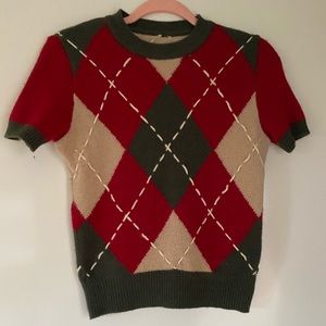 MOSCHINO ARGYLE SHORT SLEEVE SWEATER